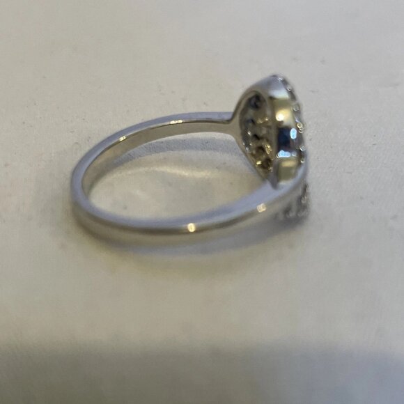 Teardrop Swirl Silver Tone Clear Stone Pinky Ring Size 4.75 Small Sparkle Child - Picture 10 of 12